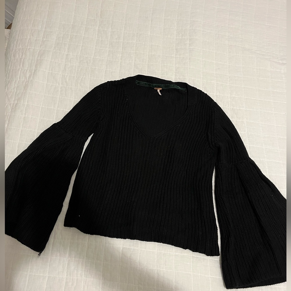 Free People, black knit sweater, size small